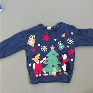 Kids Festive Navy Sweater with Christmas Design